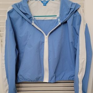 Prince Pickleball Windbreaker Jacket Womens Large Baby Blue Cropped Full Zip